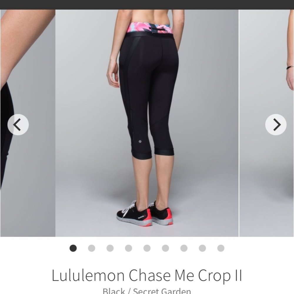 Lululemon Chase Me Crop II Secret Garden floral athletic leggings with pockets
